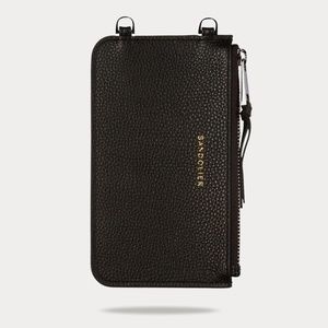 CLASSIC POUCH Pebble Leather Zip Pouch in Black/Silver